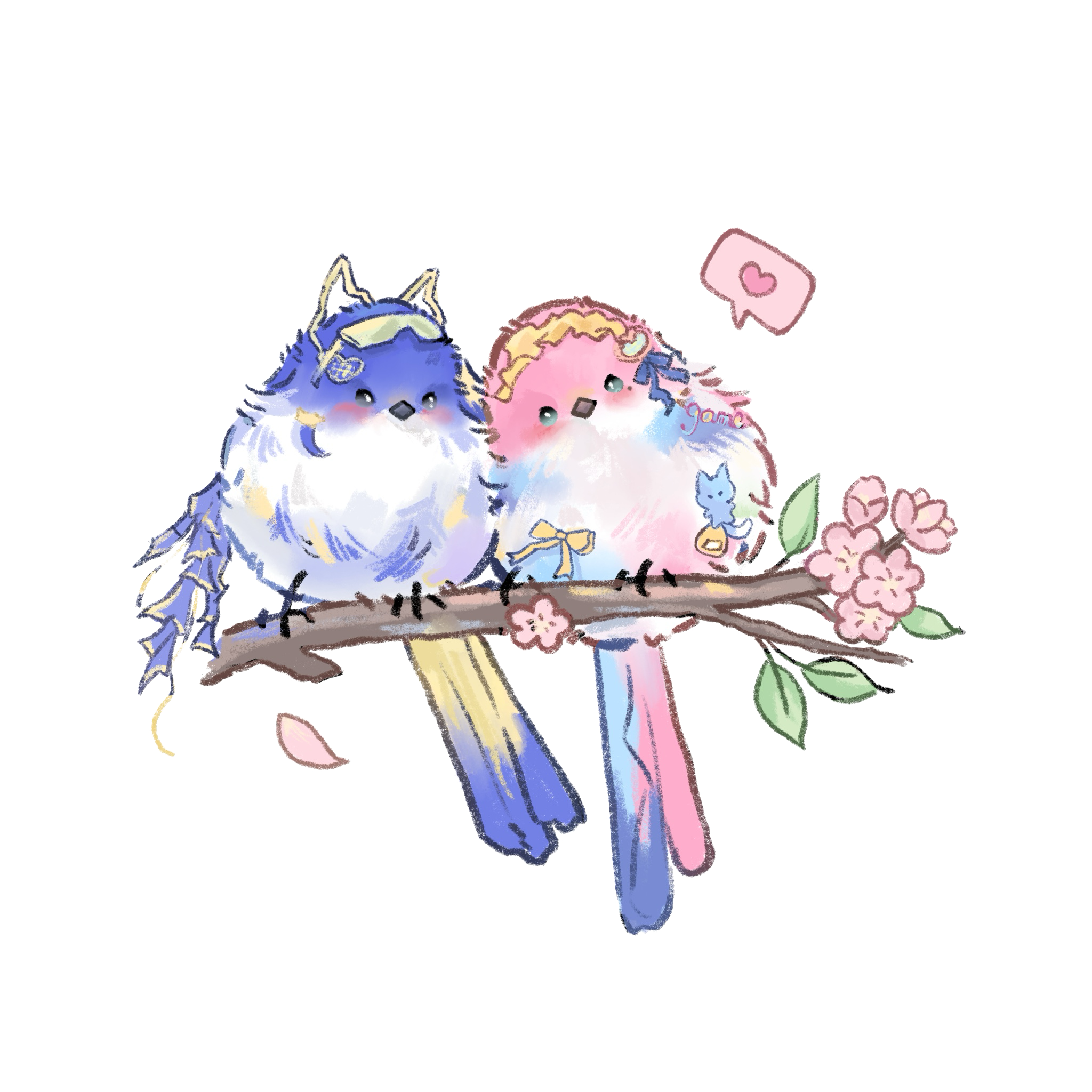 弥音与言栖双人小鸟塑